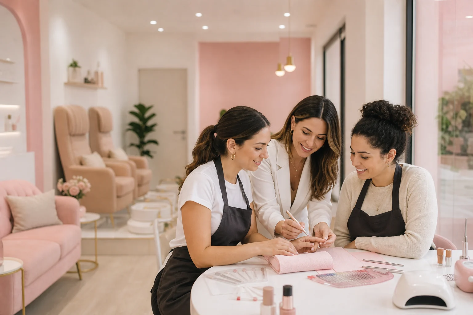 Profesionales durante una formación de manicura